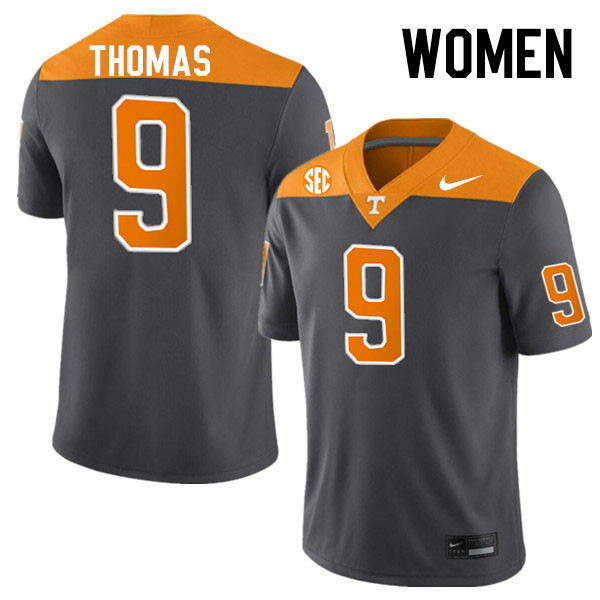 Women #9 Jakobe Thomas Tennessee Volunteers College Football Jerseys Stitched-Anthracite